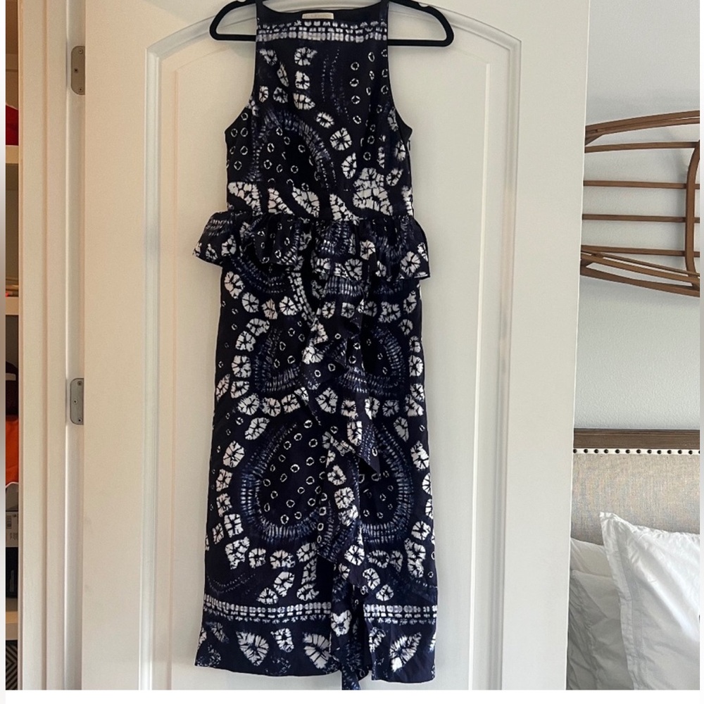 Ulla Johnson |  Indigo Blue and White Tie Dye Midi Dress - Sz. 4